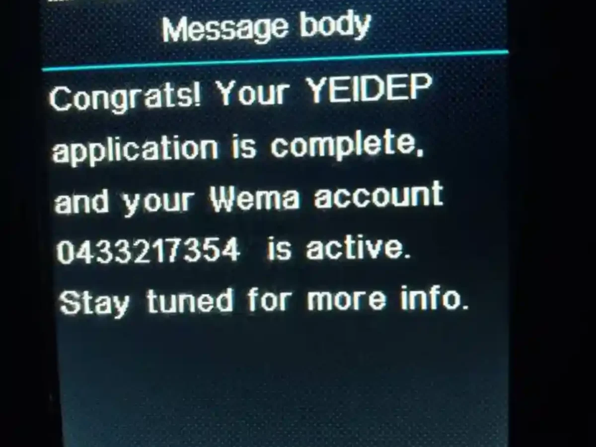 Wema Bank Begins Sending YEIDEP Account Number to Applicants