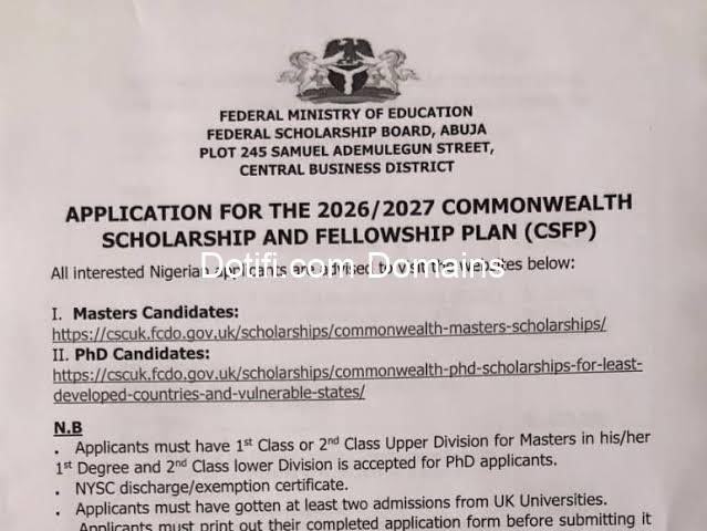 FG Opens Applications for 2026/2027 Commonwealth Scholarships
